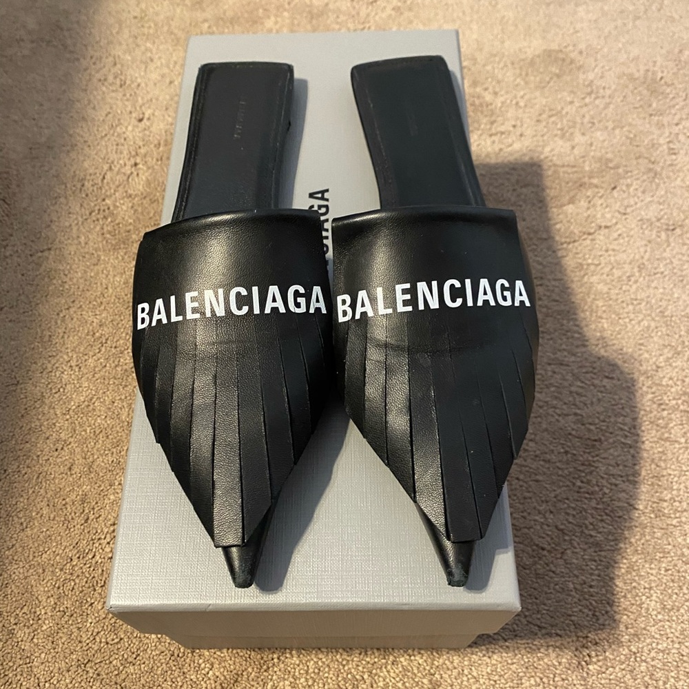 Balenciaga knife fringe mules size 37